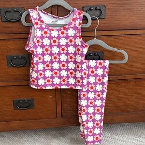 Floral Kids Athletic Set - Pink and White - by Hanna Andersson- Size 6/7